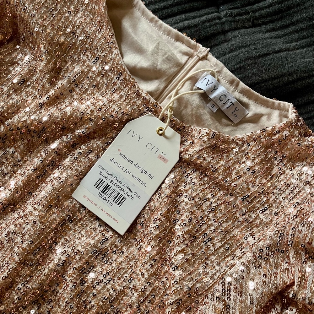 Ivy City Co Rose Gold Sequin Long Sleeve Dress - Picture 4 of 5